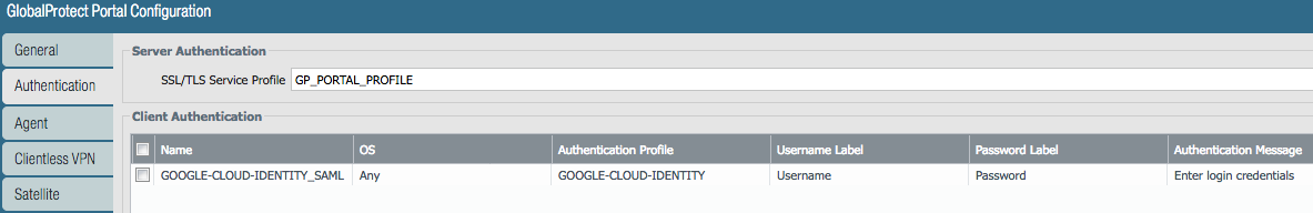 globalprotect portal authentication