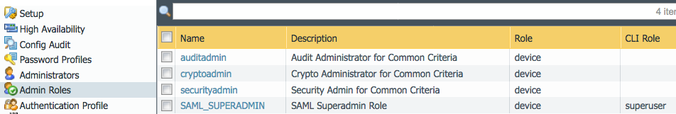 PAN custom Admin Role